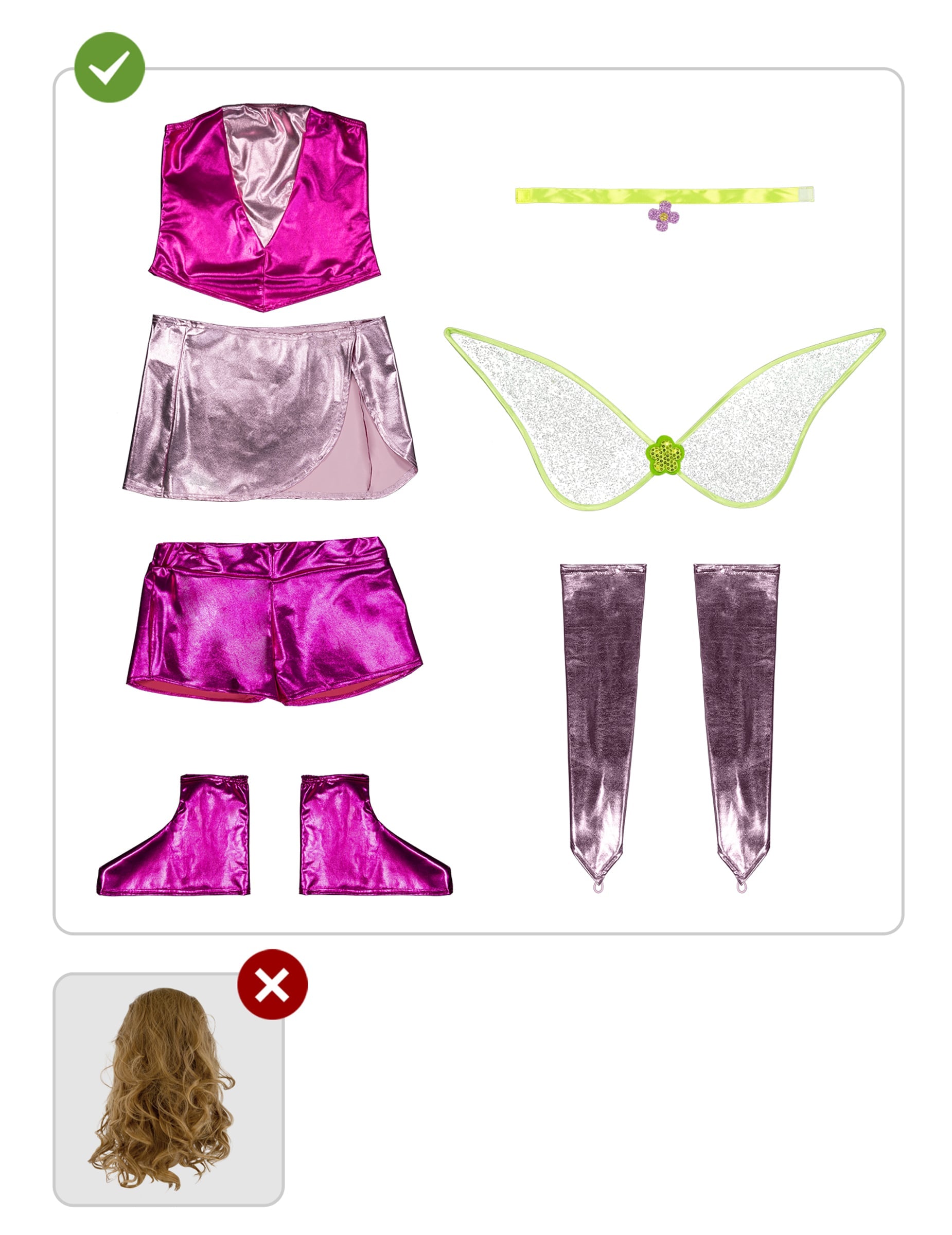 Vue d'ensemble des éléments du déguisement Flora Winx™