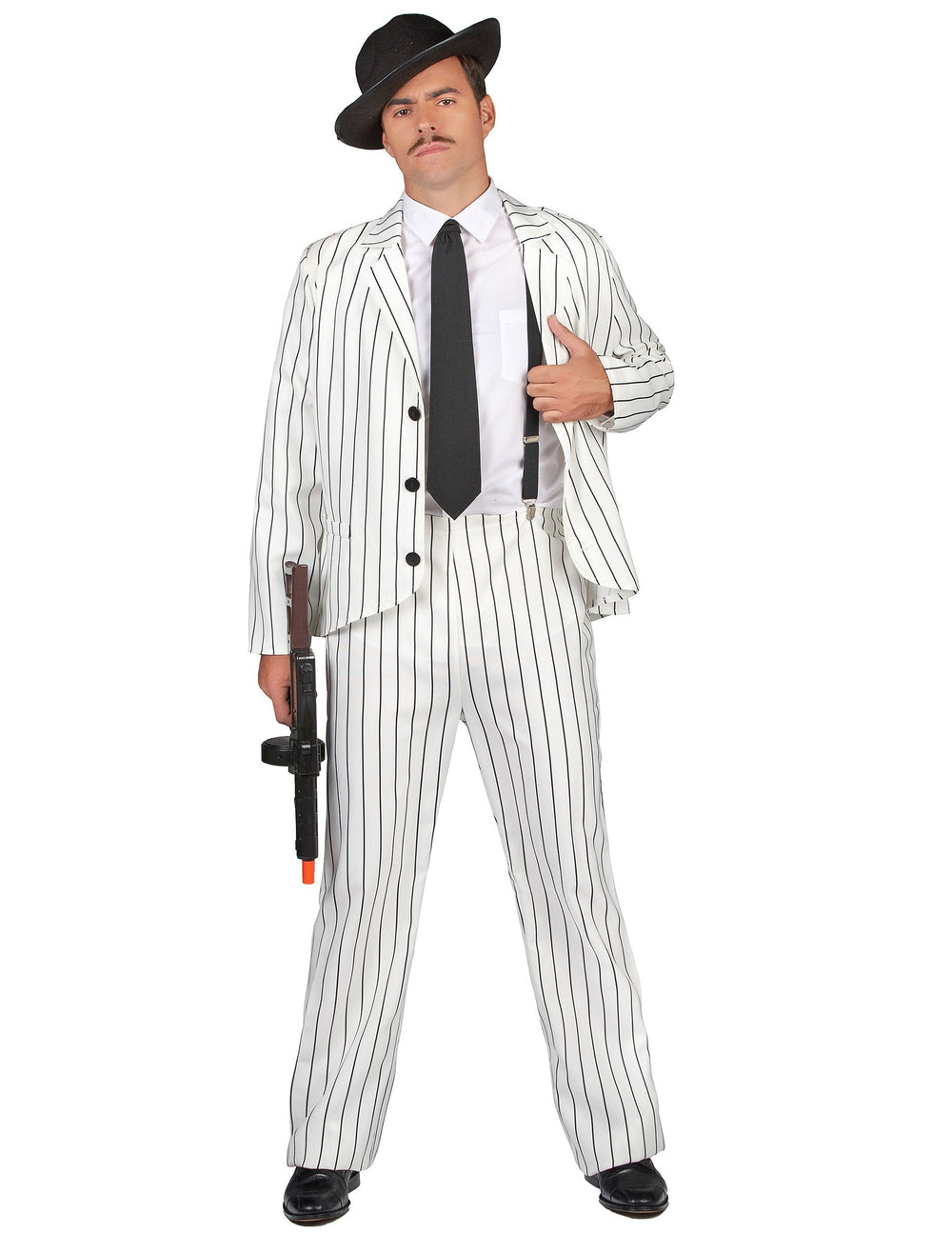 Vue du costume de gangster pour homme du déguisement de couple gangster et charleston pour adultes
