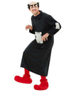 Déguisement Gargamel Les Schtroumpfs™ pour adulte avec robe noire à rustines et chaussures rouges