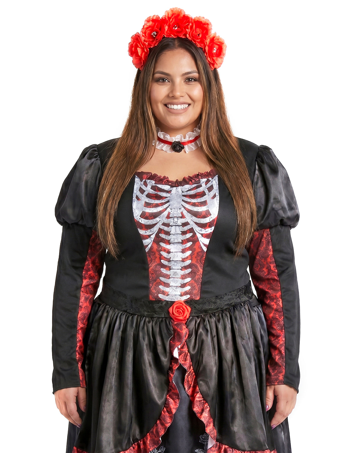Dia de los muertos naisten plus-koon pitkä mekkoasu