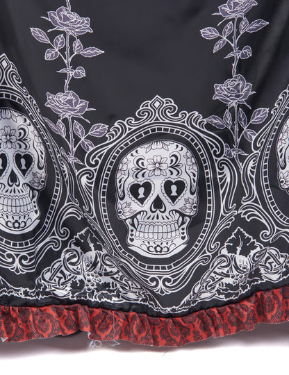 Dia de los muertos naisten plus-koon pitkä mekkoasu