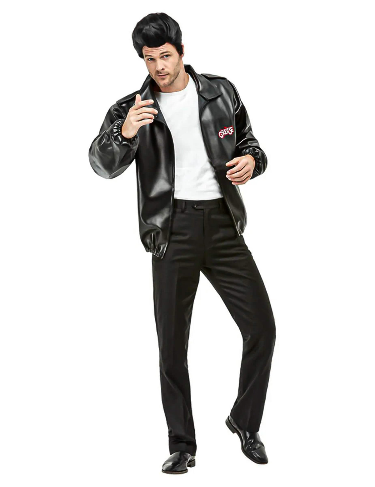 Déguisement Grease™ pour homme noir avec veste en simili cuir