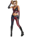 Déguisement Harley Quinn Batman Arkham City™ pour femme rouge et noir bicolore avec corset