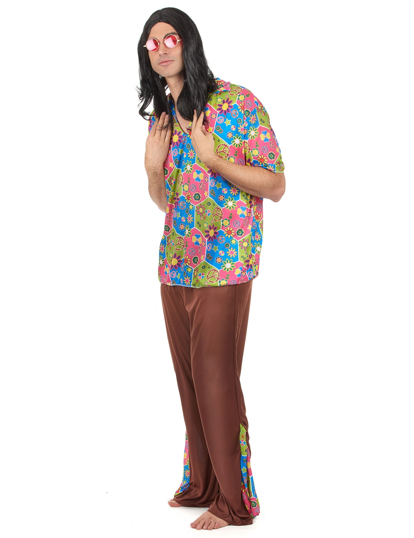 Vue de profil du déguisement hippie pantalon évasé