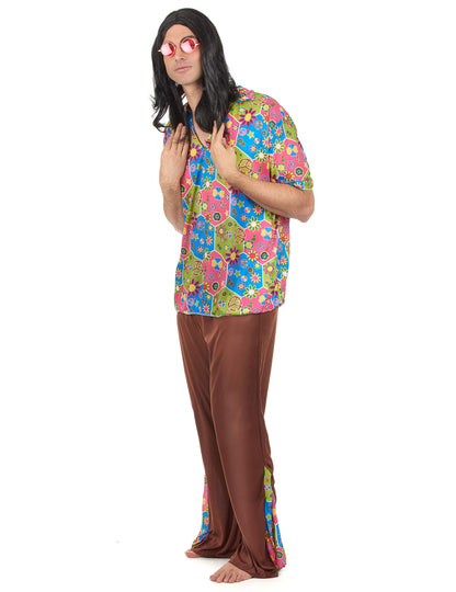 Vue de profil du déguisement hippie pantalon évasé