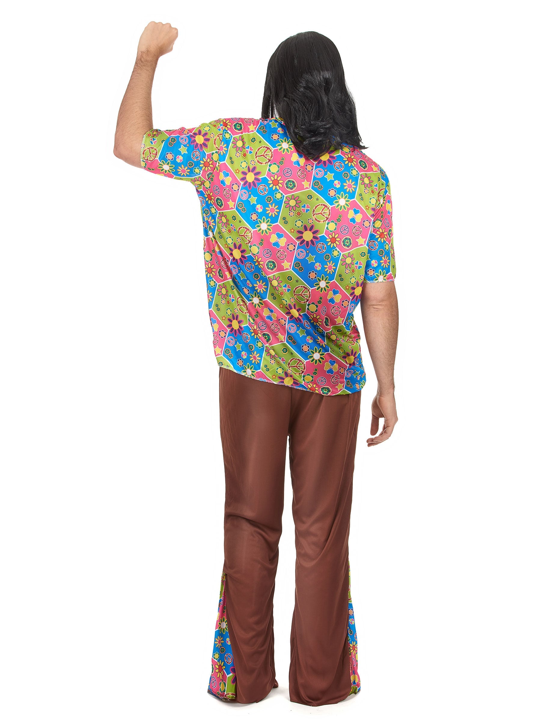 Vue de dos du déguisement hippie pantalon évasé