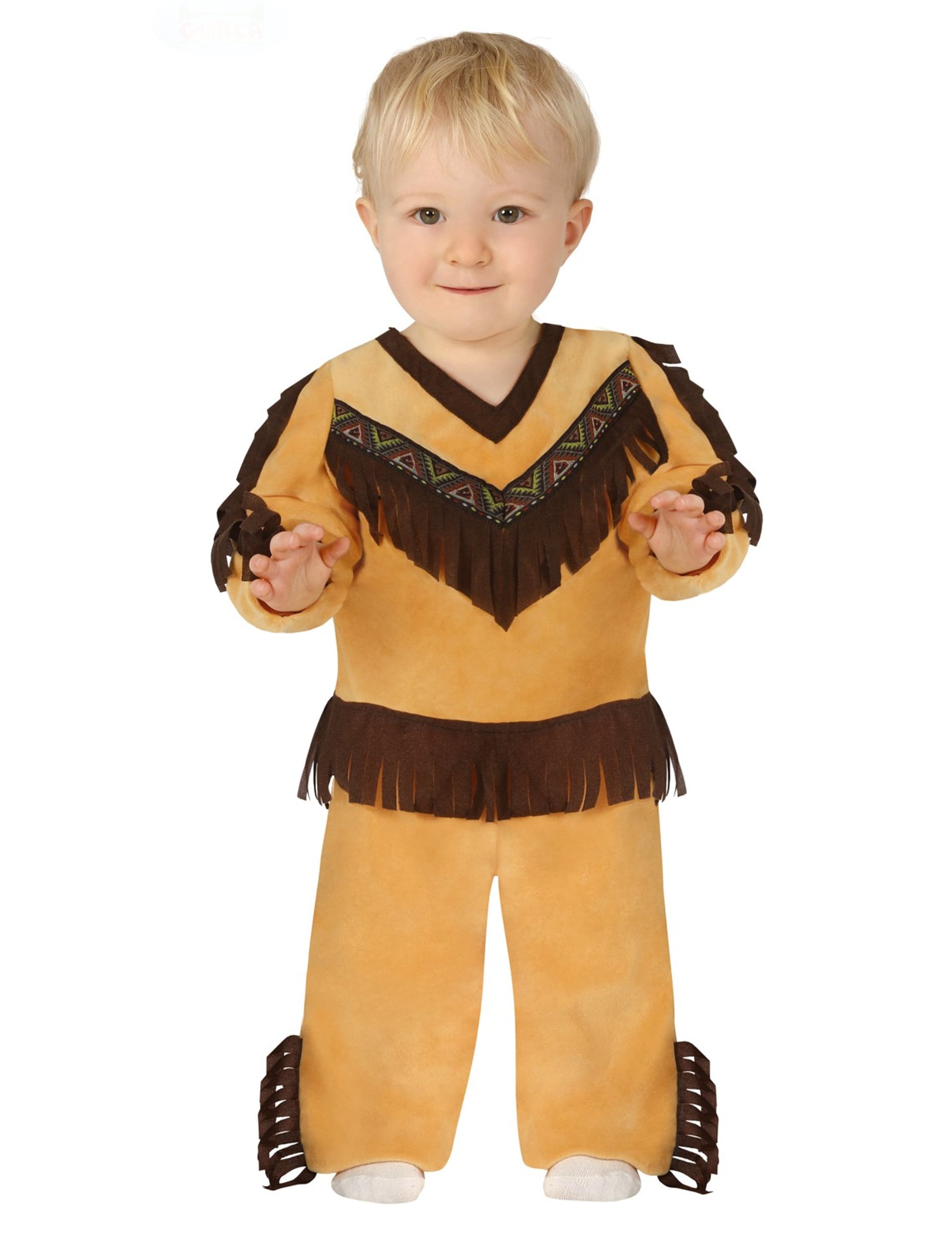 Déguisement indien pour bébé beige et marron à franges