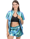 Déguisement irisé pour femme bleu turquoise brillant