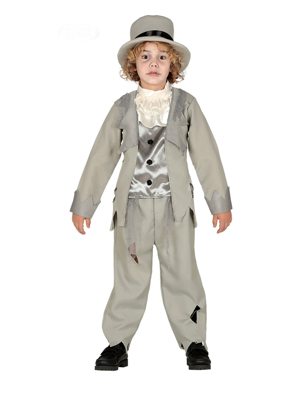 Déguisement jeune marié fantôme pour garçon gris avec chapeau