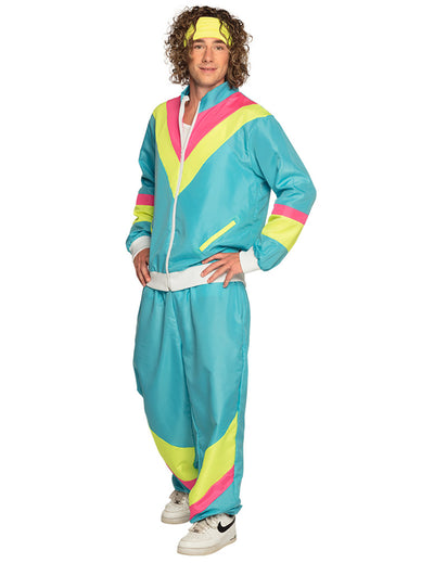 Miesten retro neonsininen lenkkeilyasu