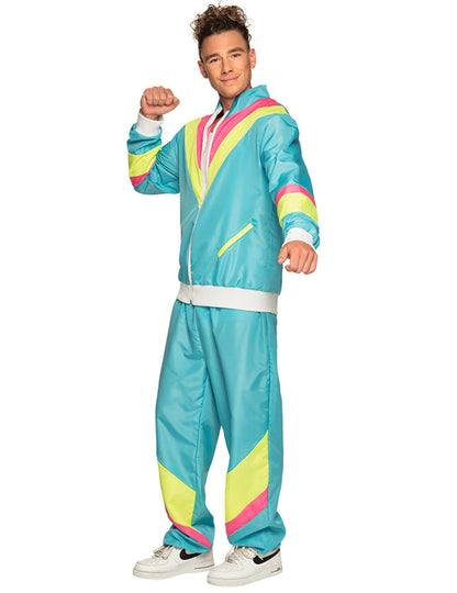 Miesten retro neonsininen lenkkeilyasu
