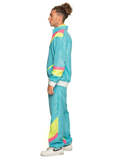 Miesten retro neonsininen lenkkeilyasu