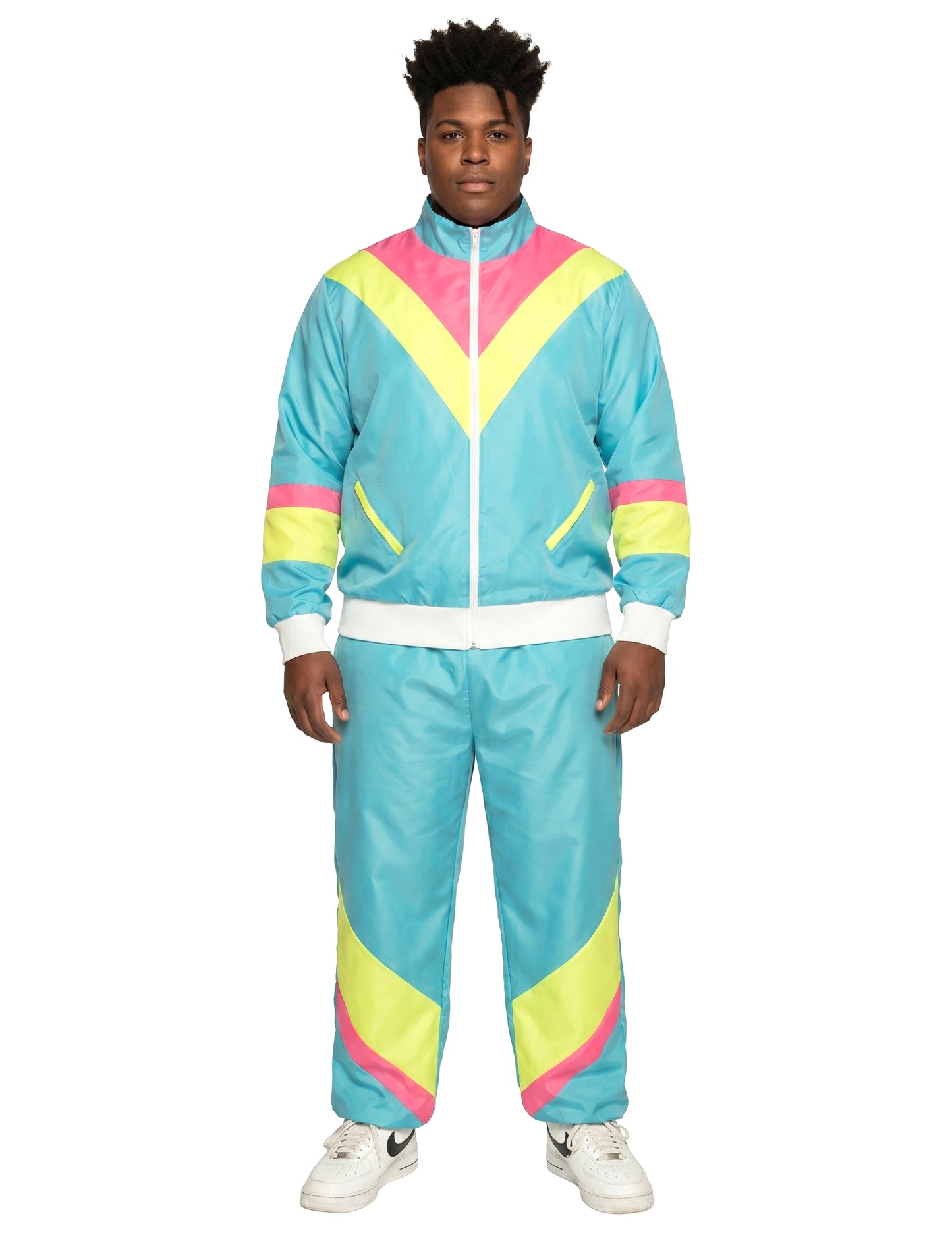 Miesten retro neonsininen lenkkeilyasu