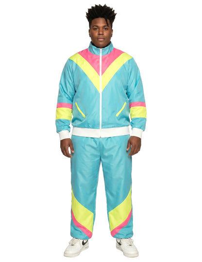 Miesten retro neonsininen lenkkeilyasu