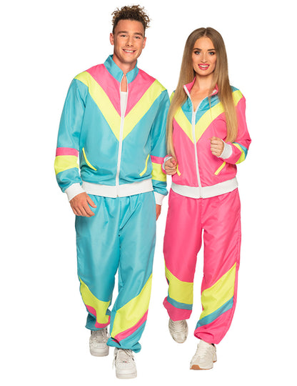 Miesten retro neonsininen lenkkeilyasu