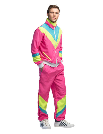 Miesten retro neonpinkki lenkkeilyasu