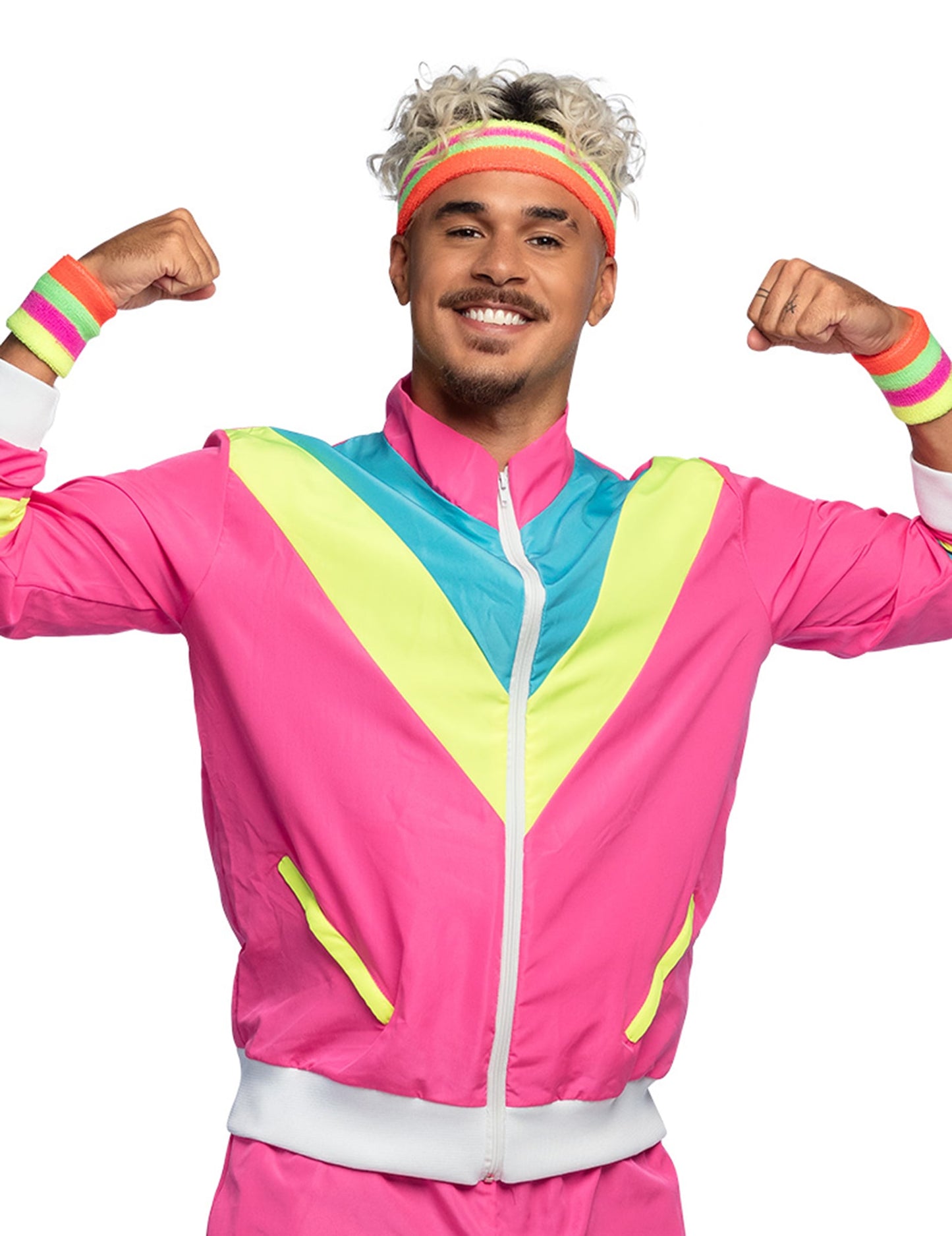 Miesten retro neonpinkki lenkkeilyasu