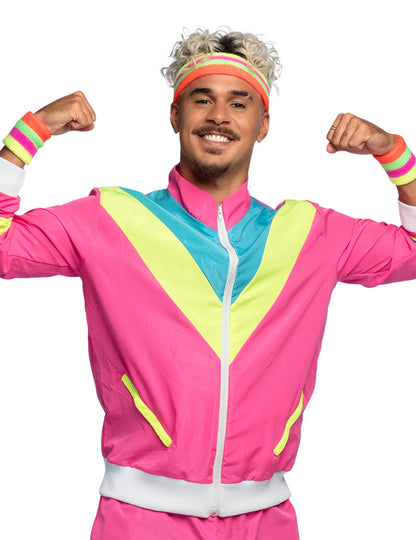 Miesten retro neonpinkki lenkkeilyasu
