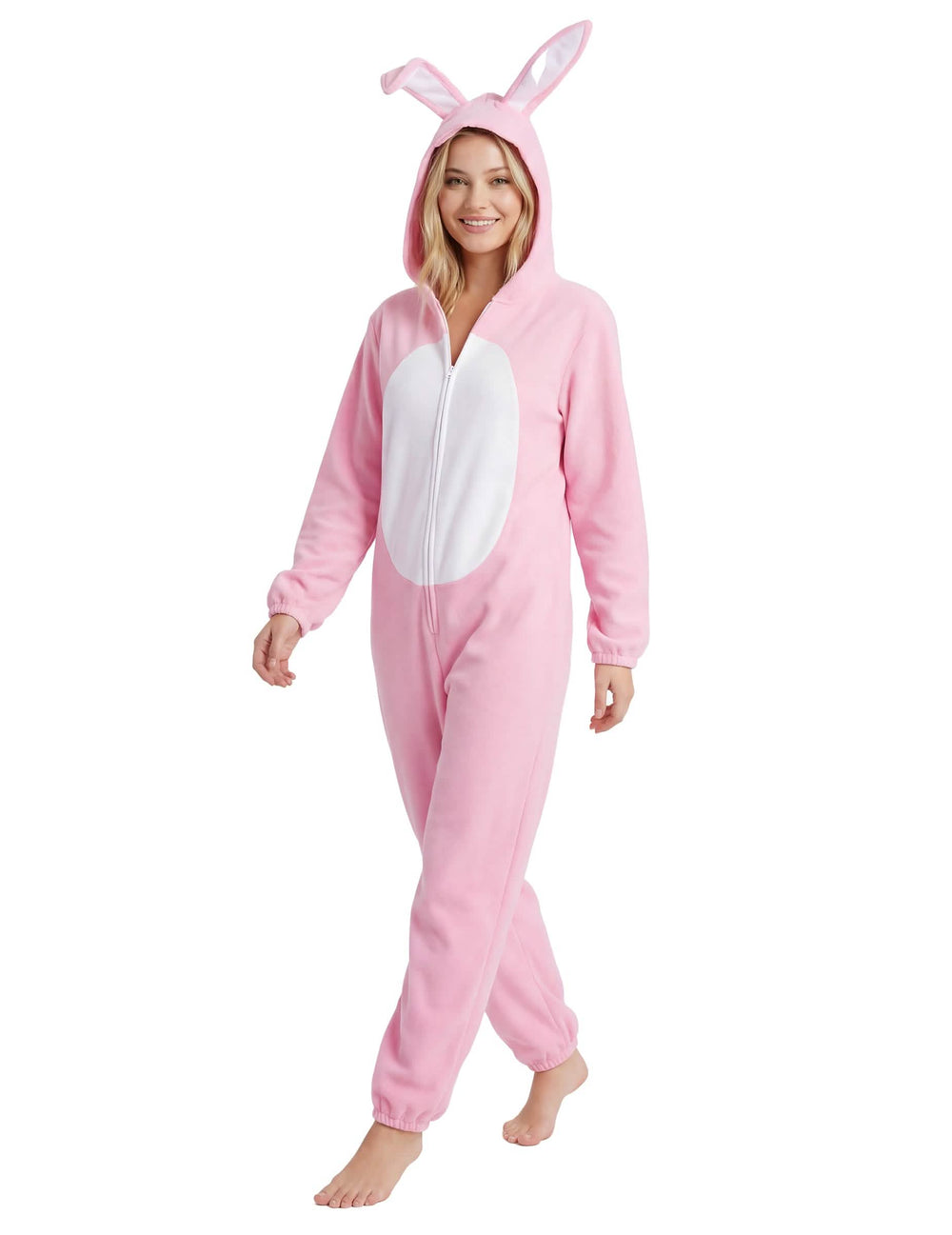 Vue de trois-quarts du déguisement de lapin pour femme