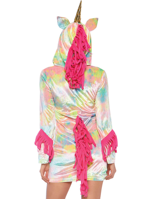 Vue de dos du déguisement licorne enchantée pour femme