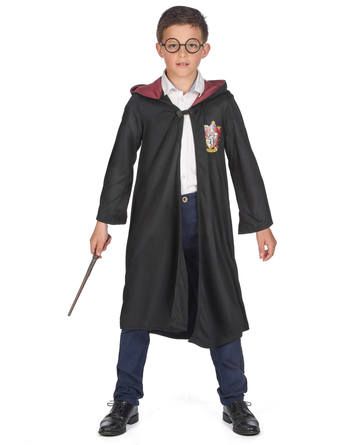 Etenäkymä taikasauvalla ja silmälasit Gryffindorin Harry Potter luksus noitapuvusta