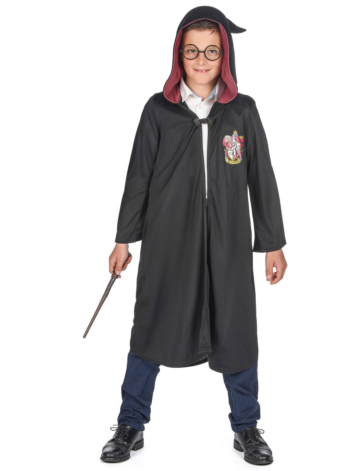 Huppurillinen näkymä ja silmälasit Harry Potter Gryffindorin luksusvelhokaapuasusta