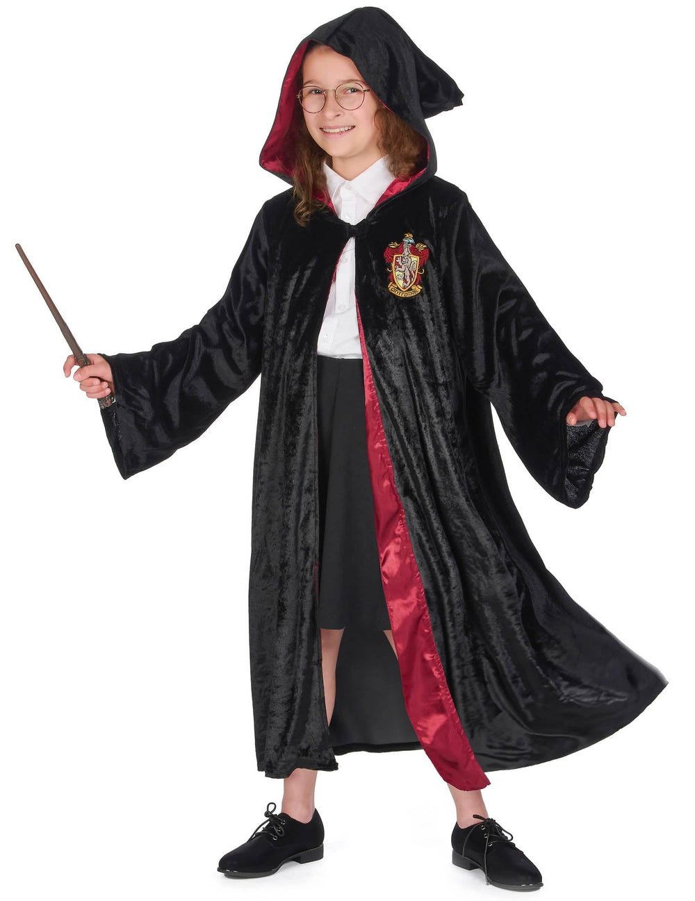 Näkymä hupulla ja taikasauvalla luksus Harry Potter -asu lapsille