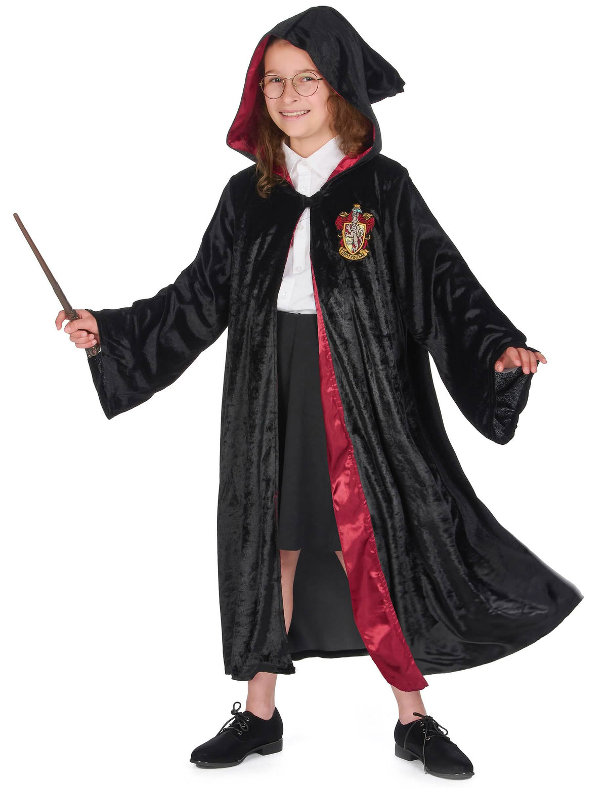 Näkymä hupulla ja taikasauvalla luksus Harry Potter -asu lapsille