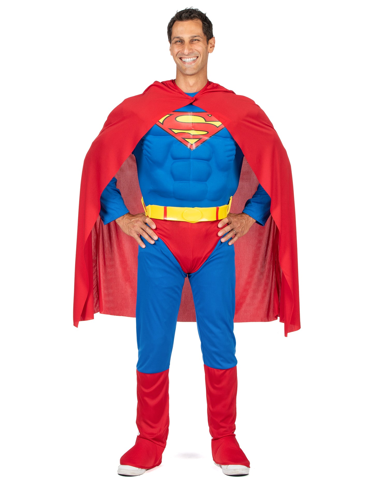 Déguisement luxe Superman™ pour homme bleu et rouge avec torse musclé et cape