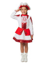 Punainen gabardiinipuku majorette-tytölle