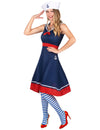 Déguisement marin rétro pour femme bleu marine et rouge avec calot de marin