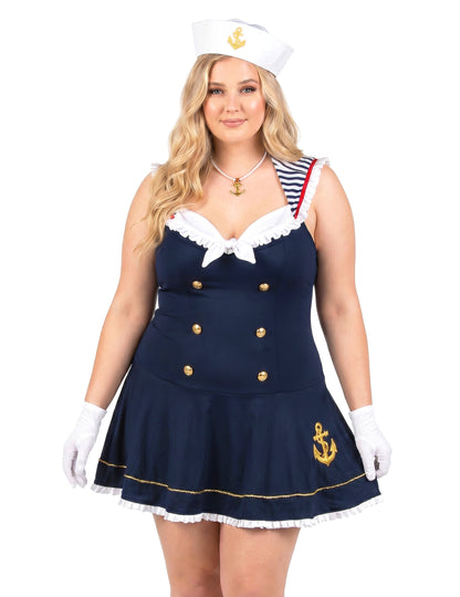 Seksikäs ylellinen merimiesasu naisille plus koko