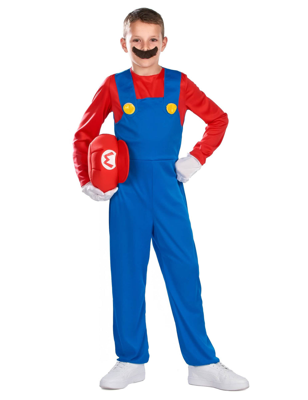 Mario-lasten naamiaisasun kädessä pidettävä lippis