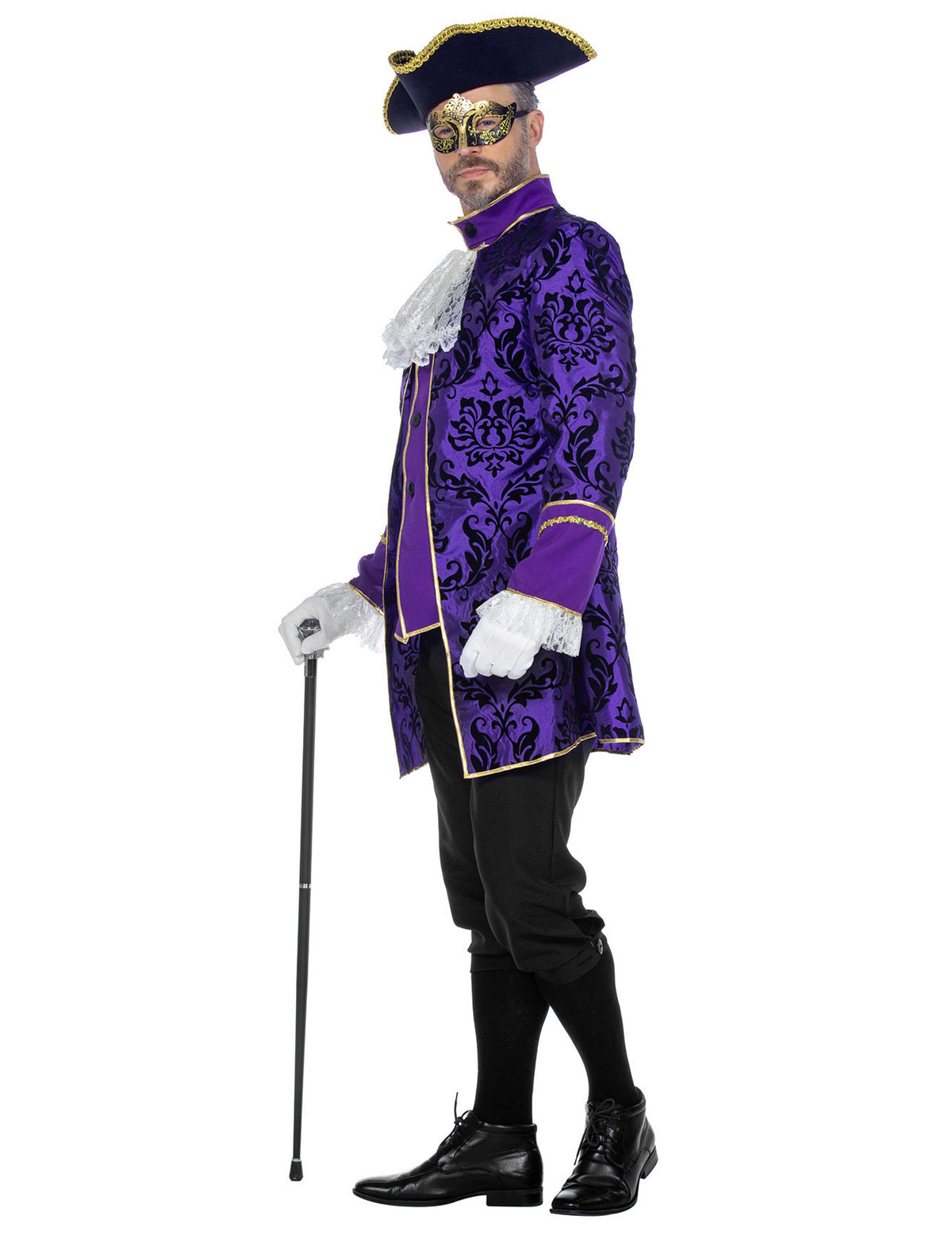 Ylellinen violetti barokkityylinen markiisiasu miehille