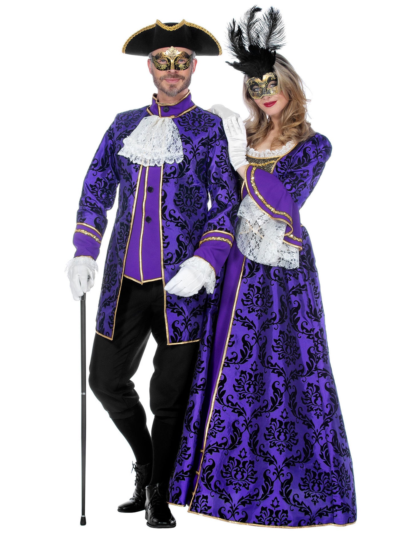 Ylellinen violetti barokkityylinen markiisiasu miehille