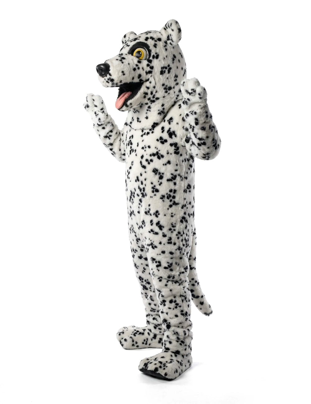 Dalmatialainen koiramaskotti aikuisten valkoinen mustilla täplillä