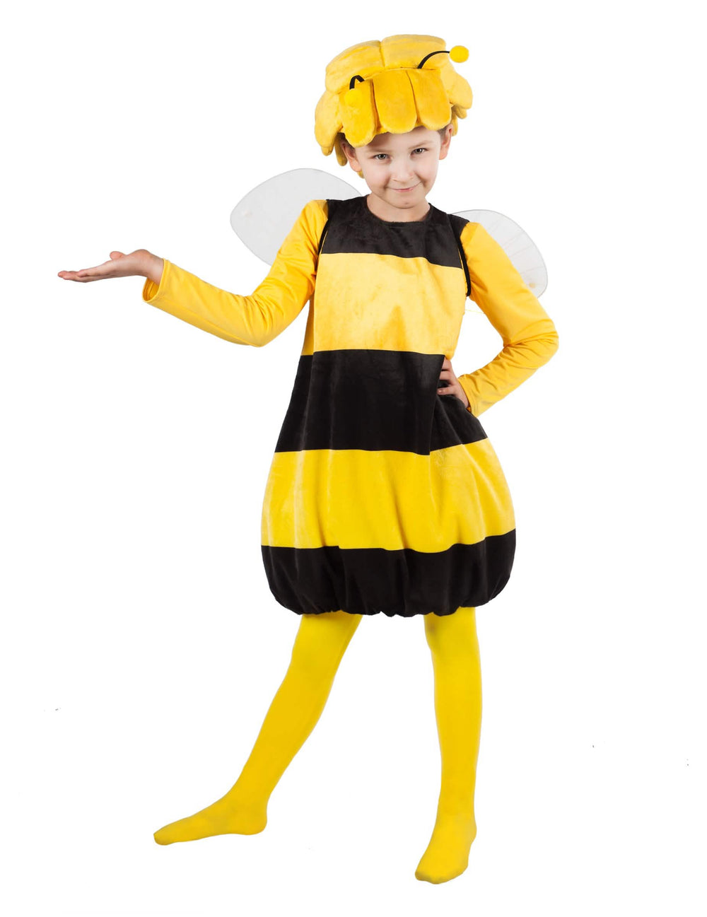 Déguisement Maya l'Abeille™ pour enfant jaune et noir avec ailes et coiffe