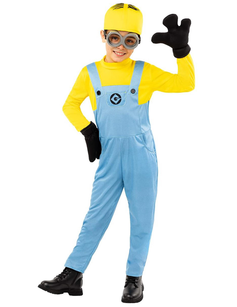 Déguisement Minions™ Dave pour enfant jaune et bleu avec lunettes et gants