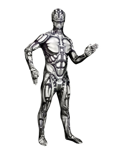 Déguisement Androïd Morphsuits™ pour adulte gris et blanc à motifs mécaniques