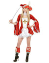 Déguisement mousquetaire sexy pour femme rouge et blanc avec chapeau