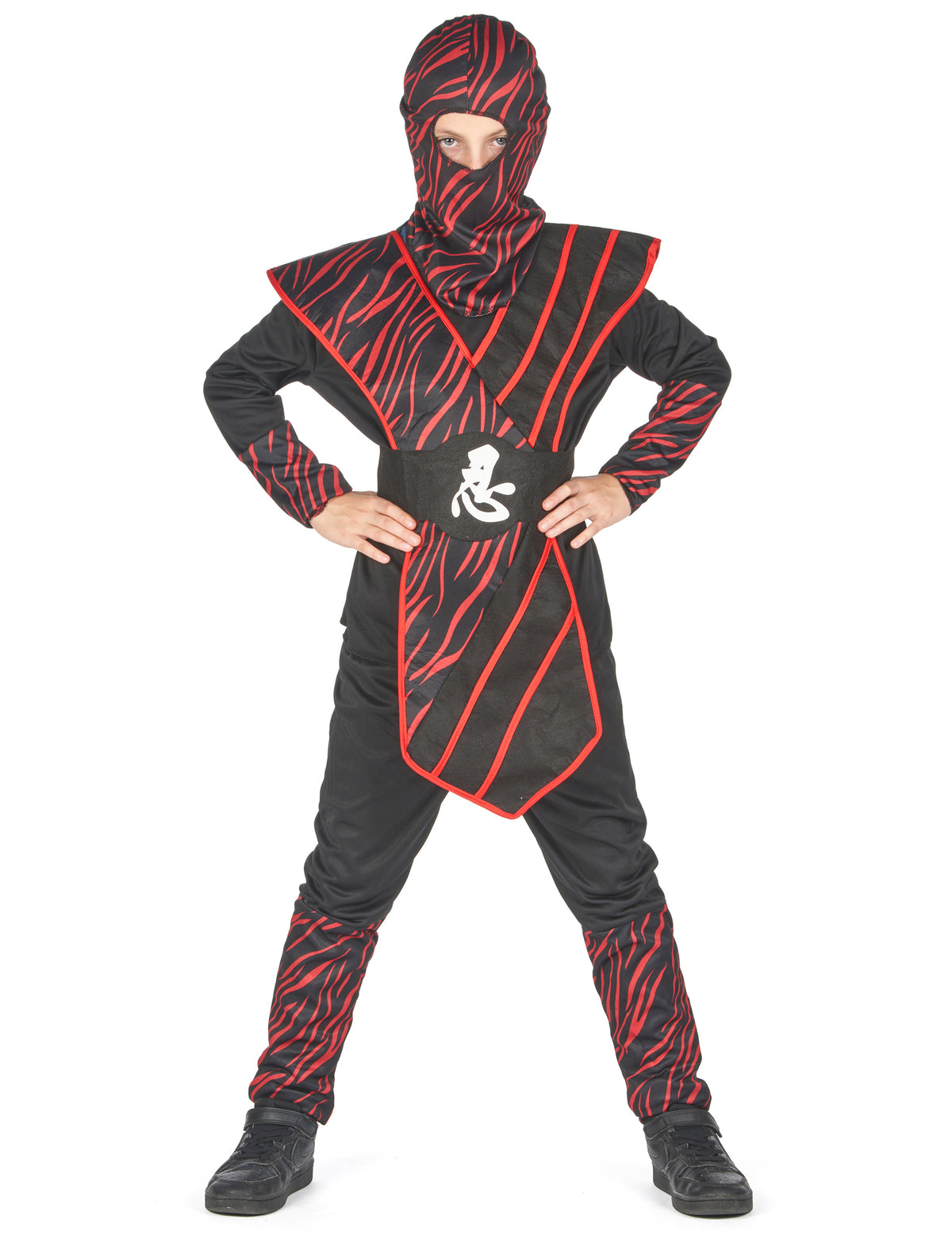 Déguisement ninja fauve pour garçon rouge et noir
