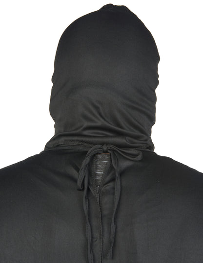 Vue de dos de la cagoule du déguisement de squelette
