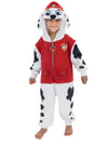 Combinaison Marcus Pat'Patrouille pour enfant rouge et blanche à pois noirs avec capuche
