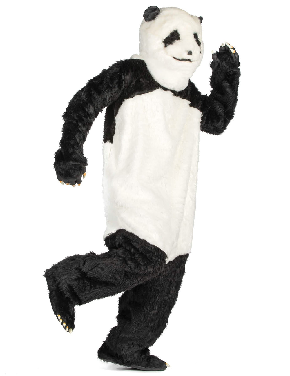 Sivuprofiili aikuiset panda-puvusta