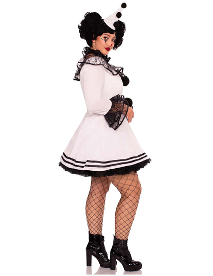 Vue de profil du déguisement de pierrot pour femme