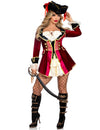 Déguisement de pirate sexy pour femme bordeaux avec chapeau et sabre