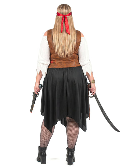 Déguisement pirate rayé bleu et noir grande taille femme