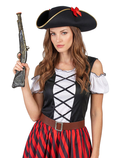 Déguisement Pirate à rayures rouges et noires femme