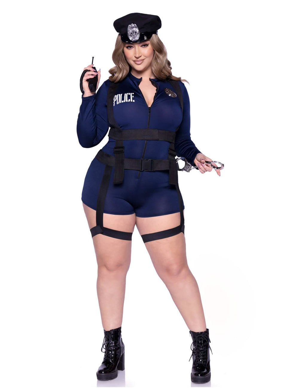 Vue de face du déguisement policière sexy deluxe