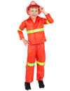 Déguisement de pompier pour enfant rouge avec bandes réfléchissantes et casque